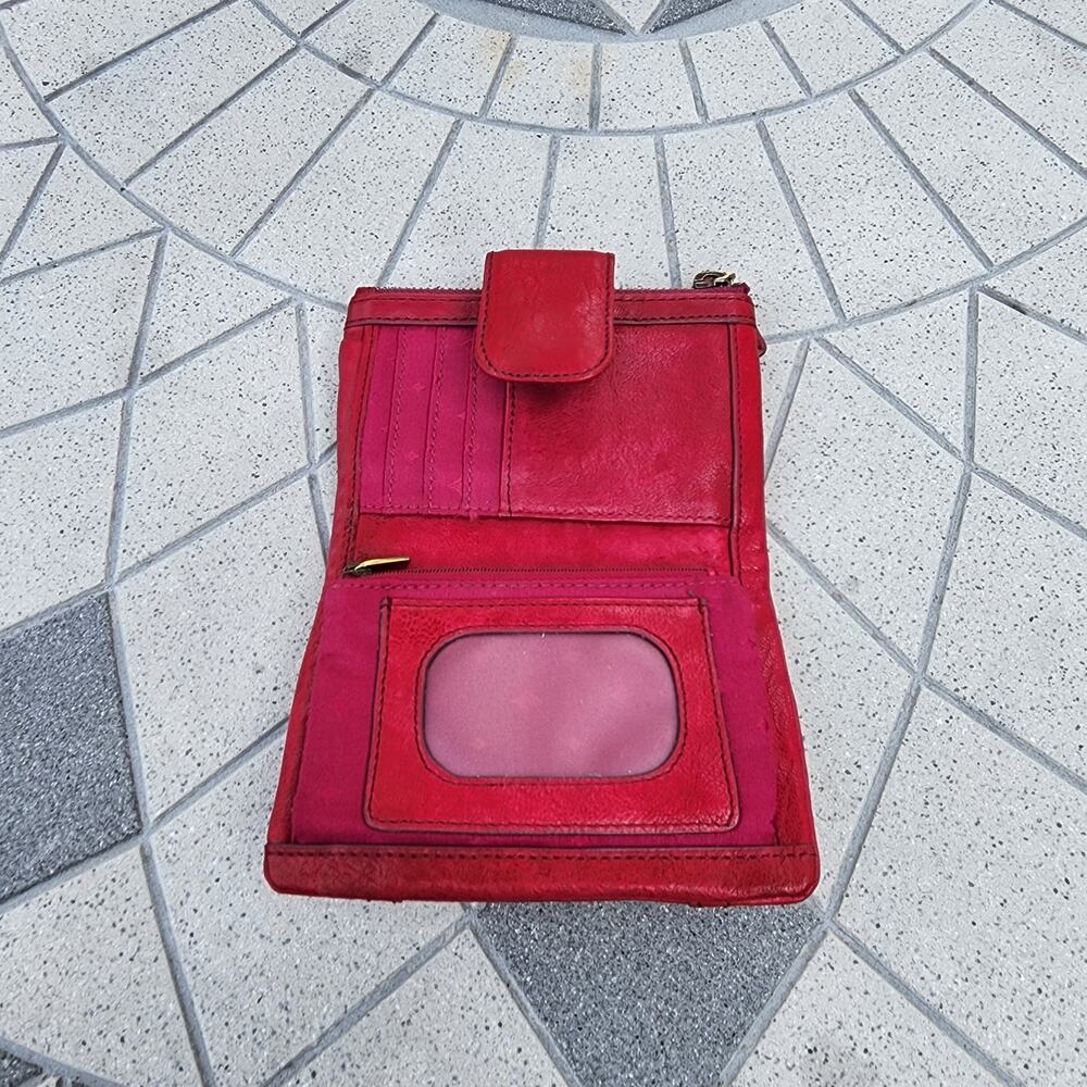 Fossil Raspberry Red Supple Distressed Leather Tr… - image 6